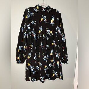 Reclaimed vintage floral print high neck long sleeve dress